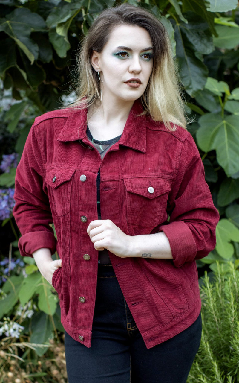 Burgundy cord jacket discount womens