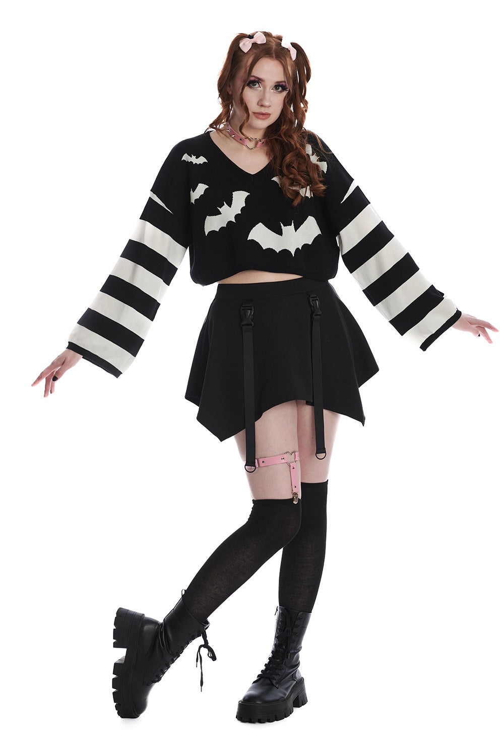 Black and White Bat Jumper by Banned Apparel