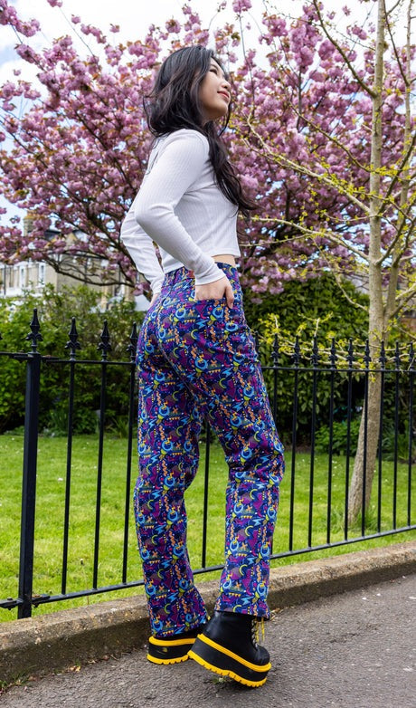 90's Arcade Print Straight Leg Jeans by Run and Fly