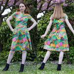 Hills Groovy 70's Print Cotton Tea Dress with Pockets by Run and Fly