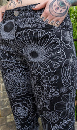 Black and White Floral Flare Jeans by Run and Fly