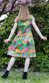 Hills Groovy 70's Print Cotton Tea Dress with Pockets by Run and Fly