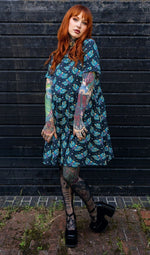 Death Head Moth Jersey Smock Dress with Pockets by Run and Fly