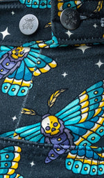 Death Head Moth Print Straight Leg Jeans by Run and Fly