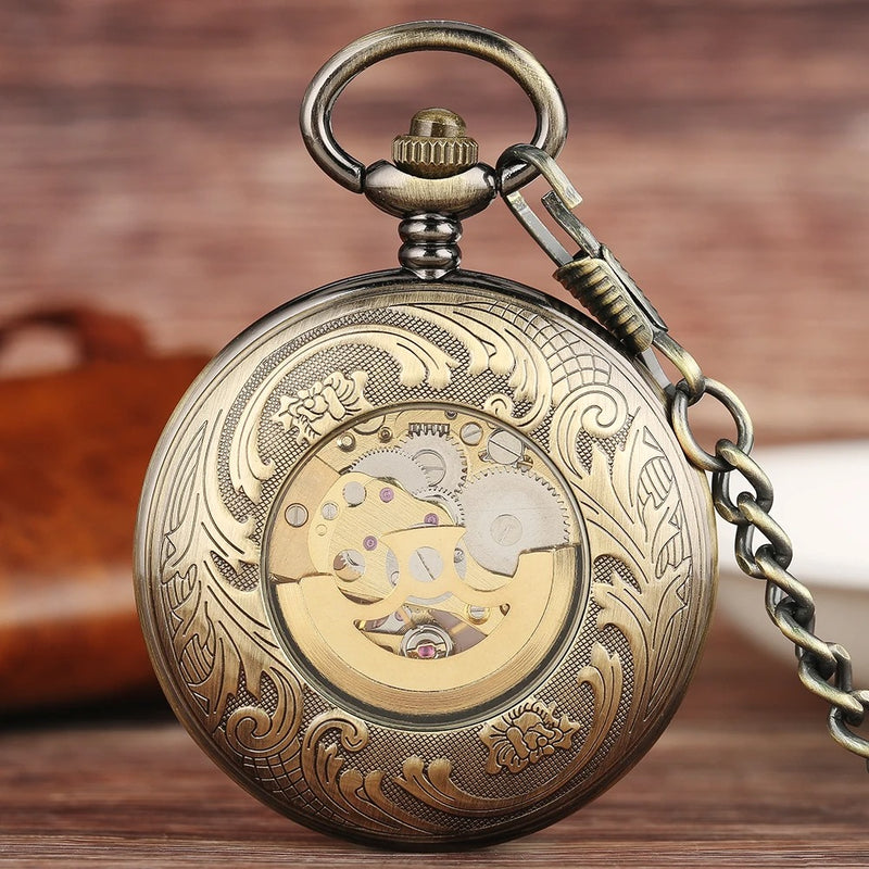 Chinese Dragon Mechanical Hand Wind Pocket Watch