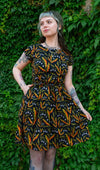 Poison Plants Print Cotton Tea Dress with Pockets by Run and Fly