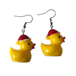 Rubber Ducks in Santa Hats Earrings