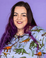 Jurassic Adventure Dinosaur Cotton Tea Dress with Pockets by Run and Fly