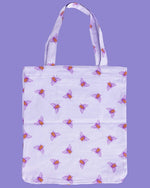 Lavender Bee Print Tote Bag by Run and Fly