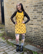 Gold Bee Print Corduroy Pinafore Dress by Run and Fly