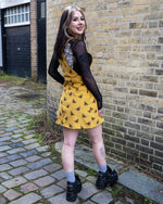 Gold Bee Print Corduroy Pinafore Dress by Run and Fly