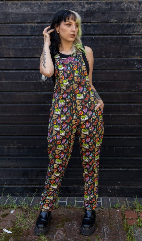 Halloween Bewitched Print Twill Cotton Dungarees by Run and Fly