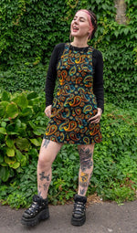 Black Paisley Print Dungaree Pinafore Dress by Run and Fly