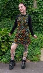 Black Paisley Print Dungaree Pinafore Dress by Run and Fly