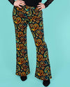 70's Black Paisley High Waisted Bell Bottom Flares Jeans by Run and Fly