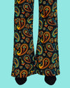 70's Black Paisley High Waisted Bell Bottom Flares Jeans by Run and Fly