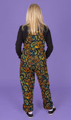 Black Paisley Print Twill Cotton Dungarees by Run and Fly