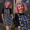 Cauldron Cats Print Dungaree Pinafore Dress by Run and Fly