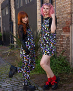 Cauldron Cats Print Dungaree Pinafore Dress by Run and Fly