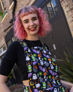 Cauldron Cats Print Dungaree Pinafore Dress by Run and Fly