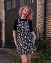 Cauldron Cats Print Dungaree Pinafore Dress by Run and Fly