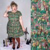 Christmas Cottages Print Cotton Tea Dress with Pockets by Run and Fly