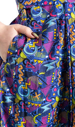 90's Arcade Print Cotton Tea Dress with Pockets by Run and Fly