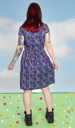 90's Arcade Print Cotton Tea Dress with Pockets by Run and Fly