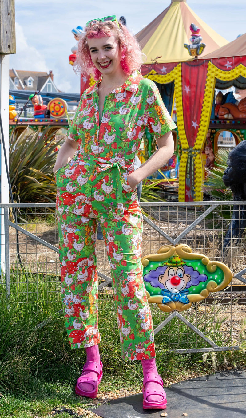 Run and Fly In The Geese Garden Print Jumpsuit