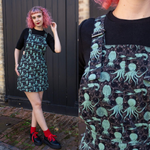 Green Seas Octopus Print Dungaree Pinafore Dress by Run and Fly