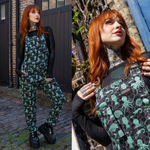 Green Seas Octopus Print Twill Cotton Dungarees by Run and Fly