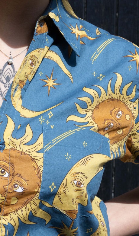 Sun and Moon Print Shirt by Run and Fly