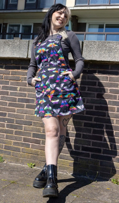 Pride Moths Print Dungaree Pinafore Dress by Run and Fly