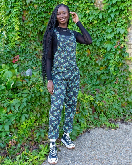 Death Head Moth Print Twill Cotton Dungarees by Run and Fly