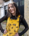 Gold Bee Print Cotton Corduroy Dungarees by Run and Fly