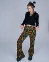 70's Black Paisley High Waisted Bell Bottom Flares Jeans by Run and Fly