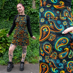 Black Paisley Print Dungaree Pinafore Dress by Run and Fly