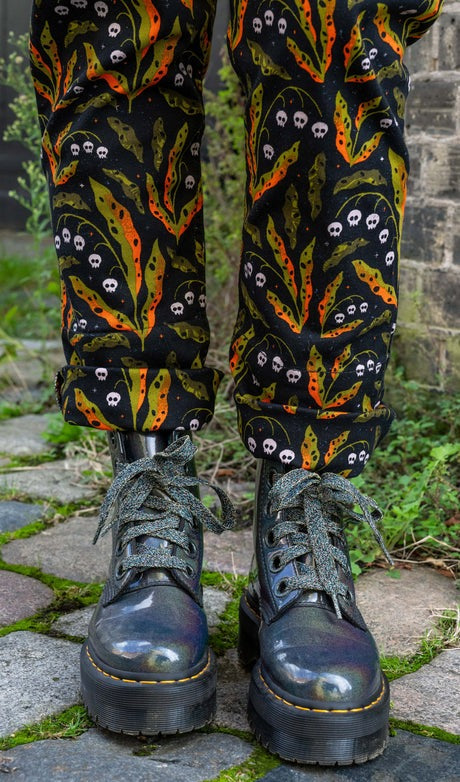 Halloween Poison Plants Print Twill Cotton Dungarees by Run and Fly