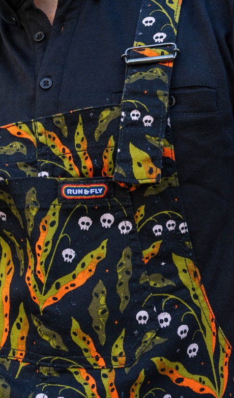 Halloween Poison Plants Print Twill Cotton Dungarees by Run and Fly