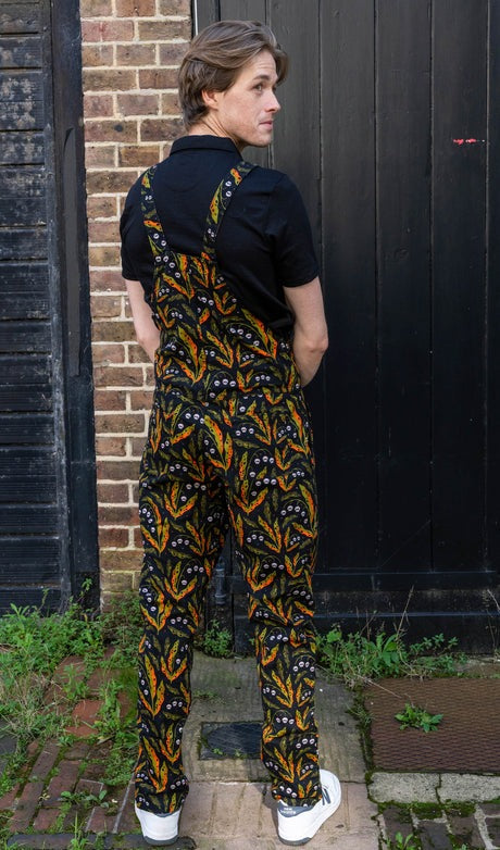 Halloween Poison Plants Print Twill Cotton Dungarees by Run and Fly