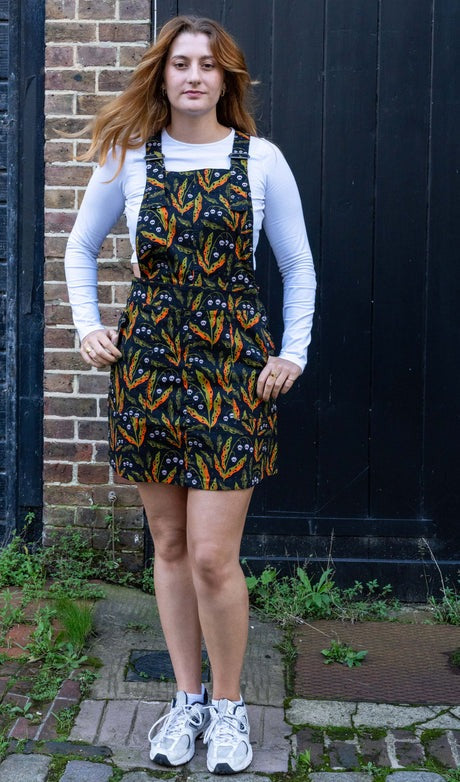 Poison Plants Print Dungaree Pinafore Dress by Run and Fly