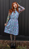 Halloween Pretty Spooky Print Cotton Tea Dress with Pockets by Run and Fly