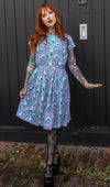 Halloween Pretty Spooky Print Cotton Tea Dress with Pockets by Run and Fly