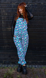 Pretty Spooky Print Twill Cotton Dungarees by Run and Fly