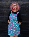 Pretty Spooky Print Dungaree Pinafore Dress by Run and Fly