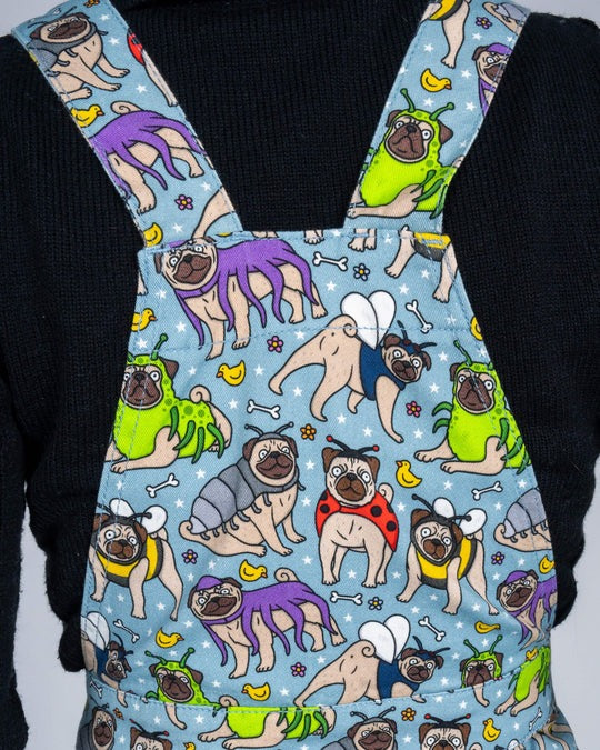 Pug Bugs Print Dungaree Pinafore Dress by Run and Fly