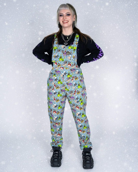 Pug Bugs Print Stretch Cotton Dungarees by Run and Fly