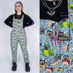 Pug Bugs Print Stretch Cotton Dungarees by Run and Fly