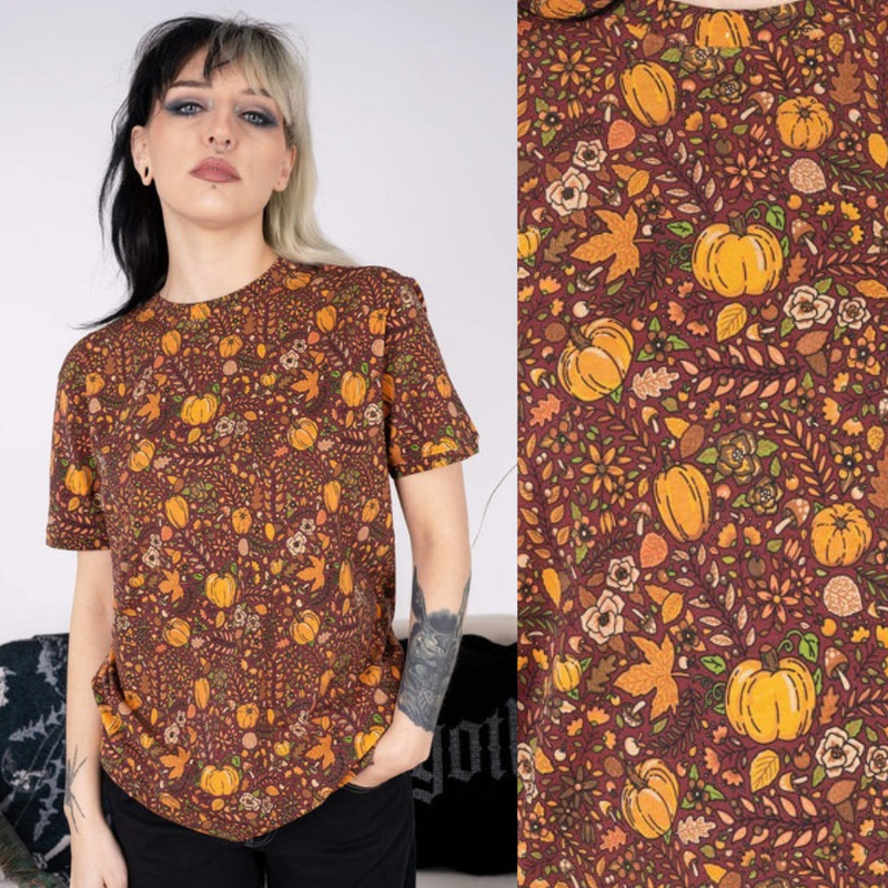 Pumpkin Print T Shirt by Run and Fly