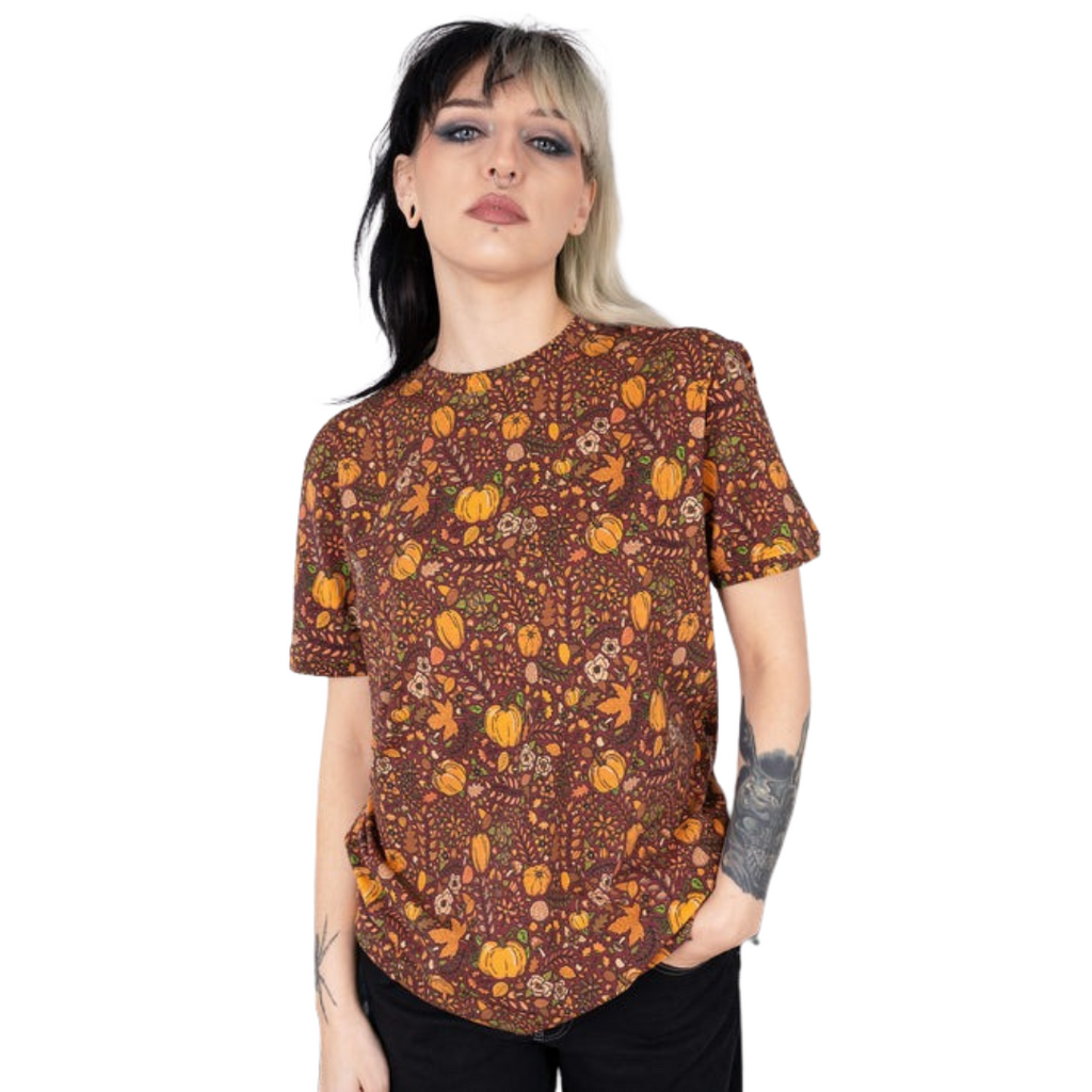 Pumpkin Print T Shirt by Run and Fly